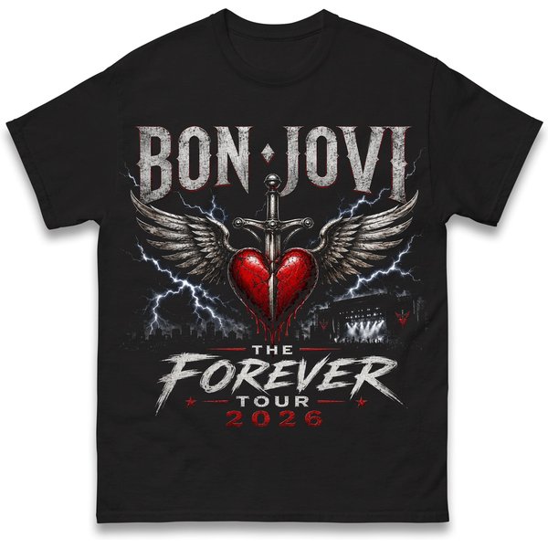 Bon Jovi 2026 Forever Tour Merch Camiseta Unisex Unisex Verano 100% AlgodóN Ropa Oversize Manga Corta Streetwear Tops Unisex 4XL Gray-image