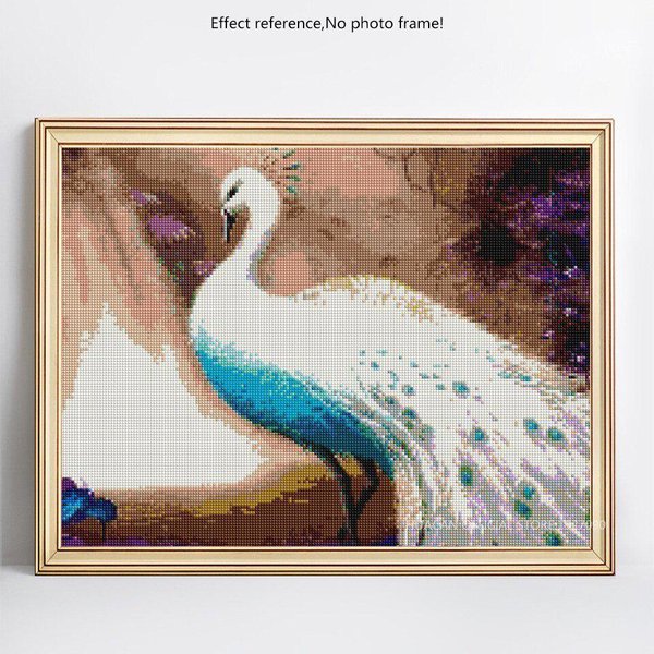 Punto De Cruz Animales PedreríA 5D DIY Pintura Diamante Bordado Pavo Real Diamante 20X30CM-image