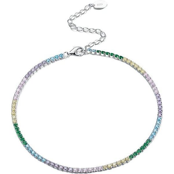JoyeríA S925 Tobillera De Plata Esterlina Hip Hop Pulsera De Una Sola Fila Cadena De Tenis Con Piedras Preciosas 925 White-image