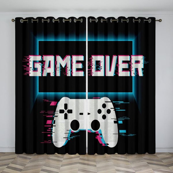 Gra RozjaśNiająCa Fajny Gamepad Switch Boy ZasłOny Okienne ŻAluzje Do Salonu Pokoju DziecięCego ŁAzienki Kicthen Drzwi Dekoracja Domu 2Szt. W65X60H(Cm)X2Pcs&Grommet Top-image