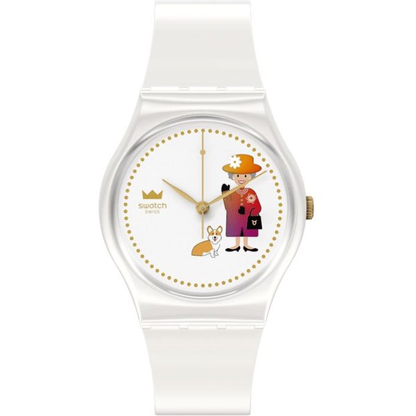 Swatch Movimiento De Cuarzo Reloj Conmemorativo Del 70º Aniversario Relojes Para Mujer Blanco GZ711 White Dial Beige-image