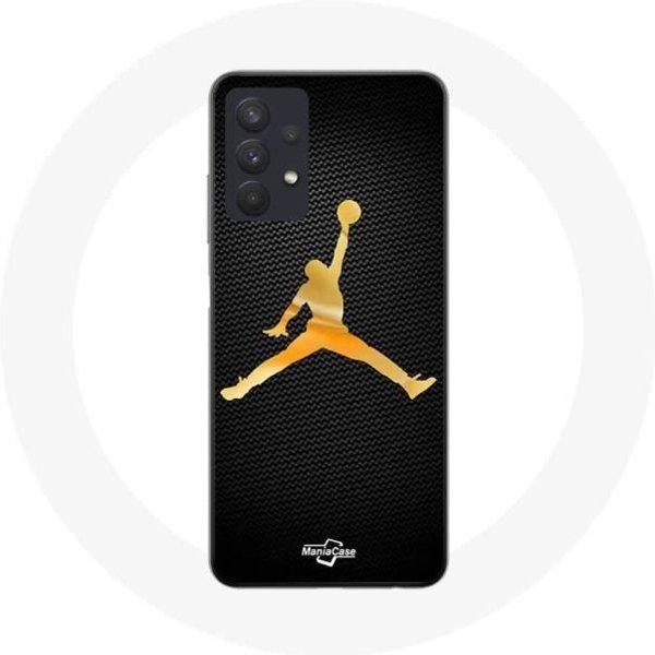Coque Maniacase Pour Samsung Galaxy A32 4G Jordan Logo 23 Nike Basketball Couleur DoréE-image
