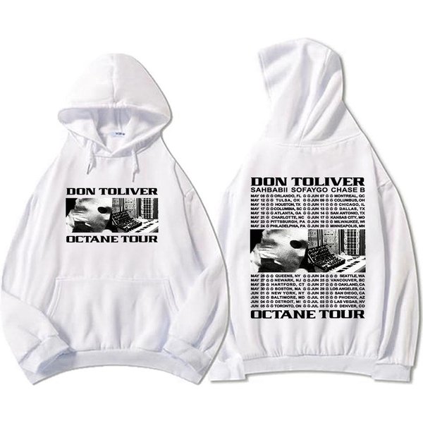 DON Toliver Octane Tour 2026 Bluzy Z Kapturem DłUgi RęKaw Polar MęSkie Bluzy Z Kapturem Projekt Graficzny Nadruk Pulowery Unisex Topy Xxxl White-image