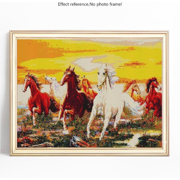 Pintura De Diamantes 5D DIY Redonda Completa Animal Caballo Bordado Venta ImáGenes De PedreríA 20X30-image