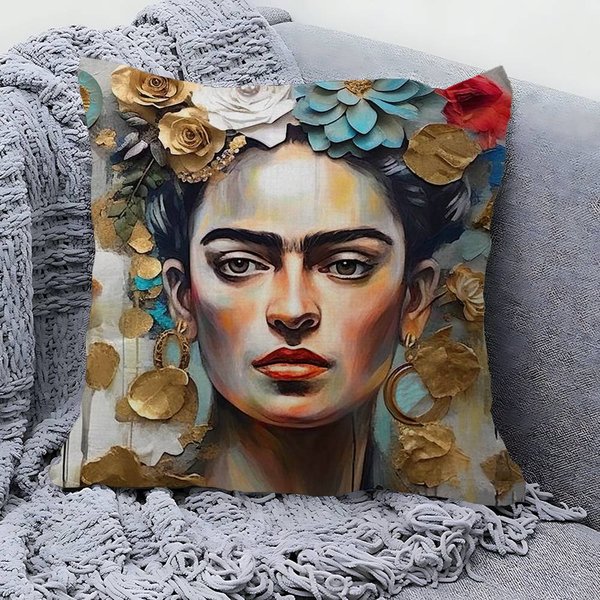 Vintage Artysta F-Frida K-Kahlo Poszewka Na Poduszkę Poszewka Na Poduszkę Tapicerka Sofa Poduszka Dekoracyjna Dekoracja Domu Poszewka 50X50Cm-image