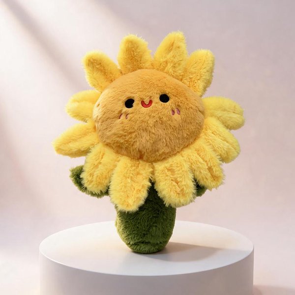 Urocza Pluszowa Zabawka SłOnecznik, 2 Miny, MięKka, Puszysta Wypchana Lalka SłOnecznik Z łOdygą I LiśćMi, Do Dekoracji Domu I Na Prezenty. 40Cm-image