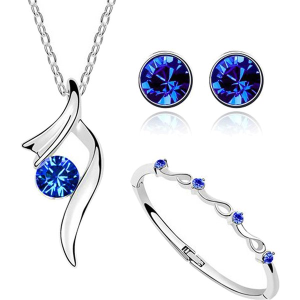 Conjunto De JoyeríA De Collar Pendientes Pulsera Para Mujer Accesorio De JoyeríA Para Fiesta De CumpleañOs White-image