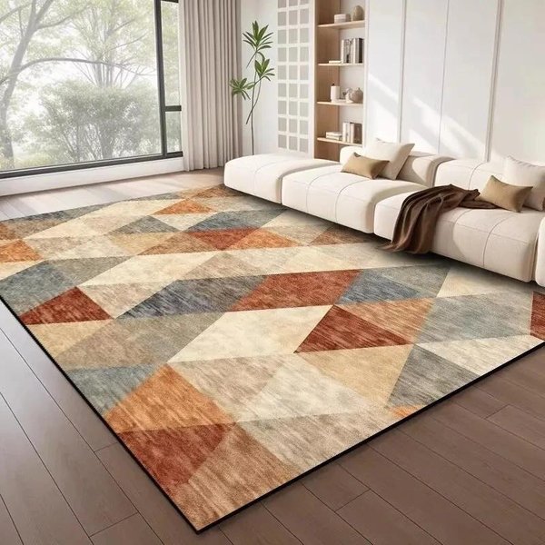Alfombra Grande Con PatróN GeoméTrico Estilo NóRdico DecoracióN Moderna Alfombras Para SalóN Alfombras Para Dormitorio Esterillas Antideslizantes Lavables 100*160Cm-image