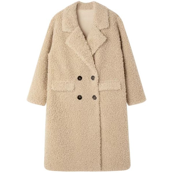 Abrigo De Lana De Cordero Grueso De Largo Medio Para Mujer OtoñO E Invierno Nuevo Estilo Cuello De Traje CáLido Piel Abrigo De Una Pieza M-image