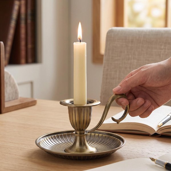 Portavelas Vintage Candlestick De Bronce Retro PortáTil AleacióN De Zinc Para DecoracióN De Mesa Hogar DecoracióN-image