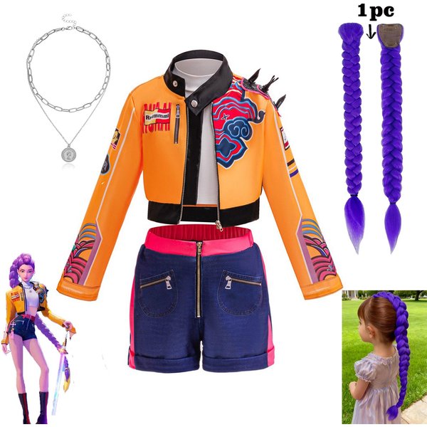 Cazadores De K-Pop Cosplay Rumi Cantante Hunt'trix Disfraces Para NiñAs Fiesta Infantil Carnaval Size140(130-140Cm) Orange-image
