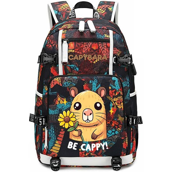 Mochila Estudiante Estampado Capibara Gran Capacidad Mochila De DíA Casual Para Viajes Para NiñOs NiñAs Bolso Escolar-image