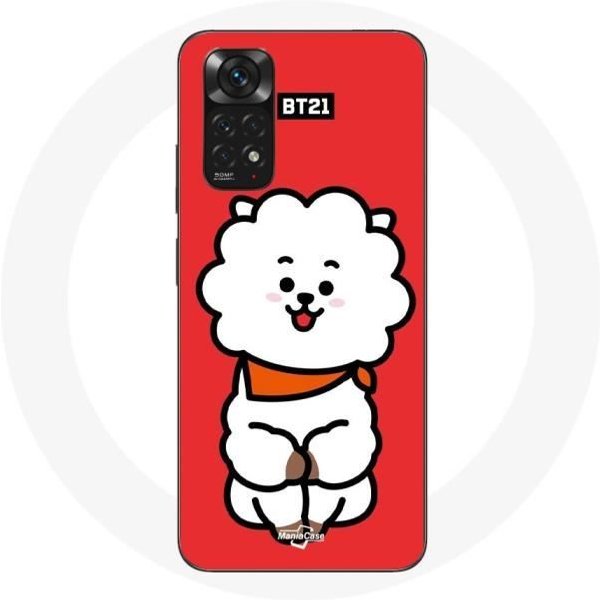 Funda Para Xiaomi Redmi Note 11S BTS Bangtan Boys BT21 RJ De Jin Fondo Rojo-image