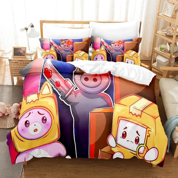 KreskóWki 3D Lankybox PośCiel Poszewka Na KołDrę Z Poszewką Na Poduszkę Rozmiar Jednoosobowy PełNy Queen King MięKka PośCiel Do Domu 70X133Cm 2Pcs-image