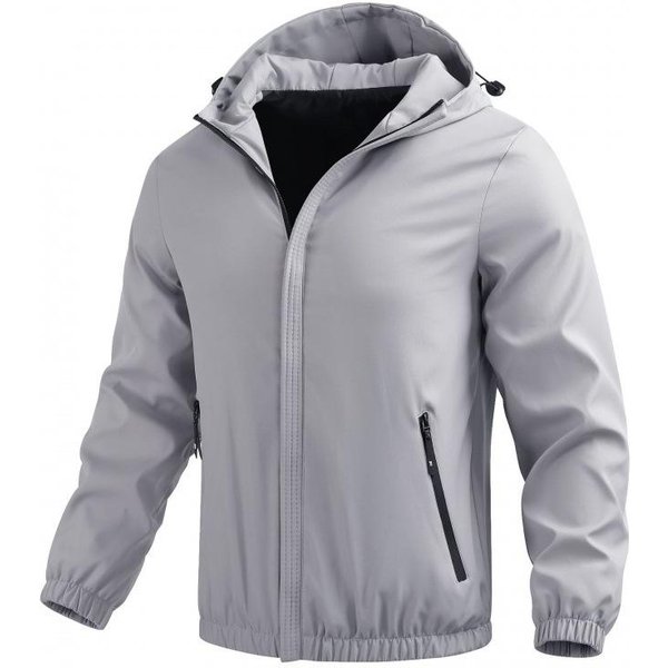 Jesienna MęSka Lekka Kurtka Casualowa Kurtka Baseballowa Kurtka MęSka Z Kapturem 5XL Gray-image