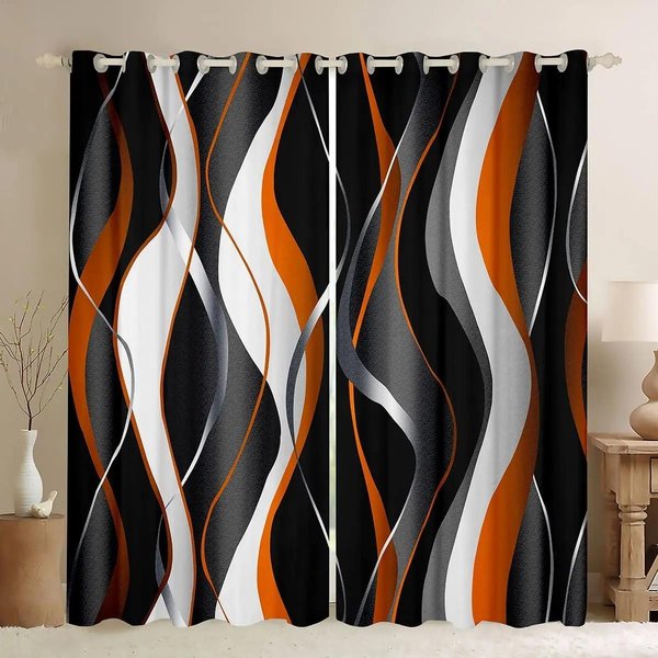 ŻółTe Szare Czarne Geometryczne Grube ZasłOny ZaciemniająCe Do Salonu Sypialni Geometryczna ZasłOna Z KołAmi Do Sypialni Dostosuj ZasłOnę W55 X H120Cm X 2&Grommet Top-image