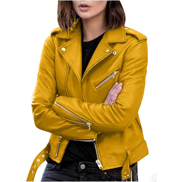 Damska Kurtka Motocyklowa Slim Fit PU Leather 2023: KróTki PłAszcz W Stylu KoreańSkim Na Jesień/Wiosnę M-image