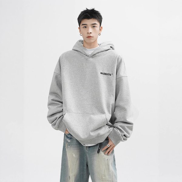 Sudadera Con Capucha Y Letras Estampadas Para Hombre, Holgada, Gris, Casual, Para Pareja, Abrigo Con Capucha Para OtoñO E Invierno. M Gray-image