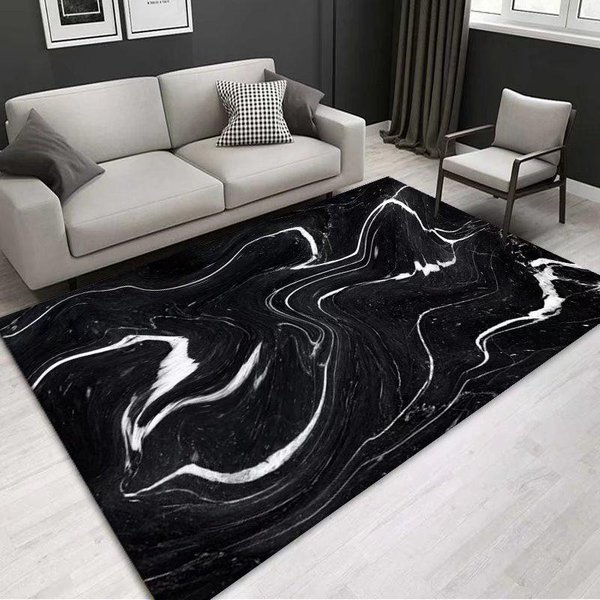 Skandynawskie Dywany Marmurowe Do Salonu Modny Luksusowy Styl 200X300 Dywany Do Sypialni MięKkie AntypośLizgowe Maty Flanelowe PrzyłóżKowe Zmywalne 100*160Cm-image