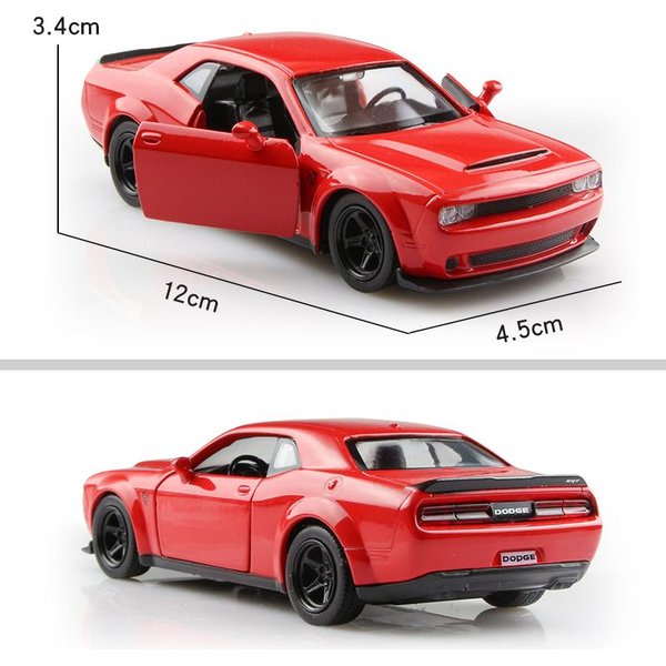 Dodge Challenger SRT Demon Supercar 5-Calowy Metalowy SamochóD Symulacja Odlewany I Pojazd Zabawkowy RMZ City 1:36 PrezentóW Ze Stopu Dla Dzieci Black-image