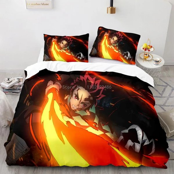 Moda Juegos De Ropa De Cama Demon Slayer Anime Estampado Funda NóRdica Kit TamañO Individual TamañO Individual Matrimonial Queen Dimensiones DecoracióN Dormitorio NiñOs NiñAs Adolescentes US King 264X228Cm-image