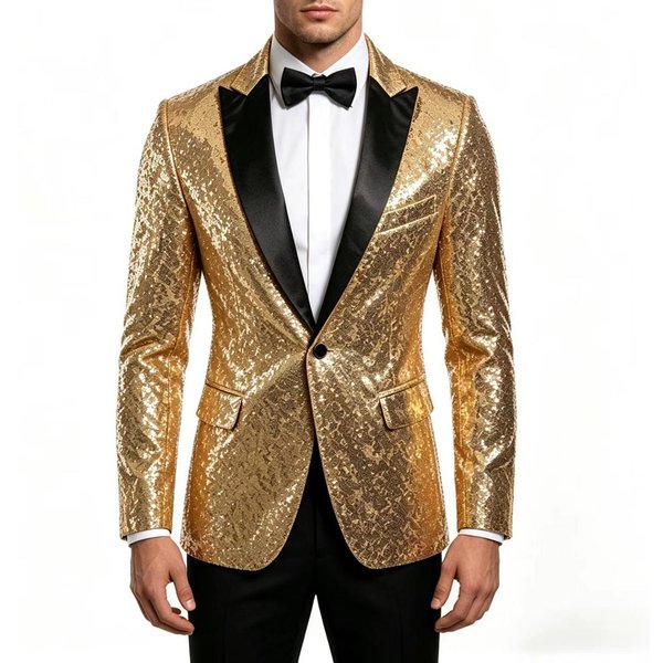 Chaqueta De Traje De Lentejuelas Para Hombre Para ActuacióN En Escenario Disfraz De Discoteca Atuendo XL Oro-image