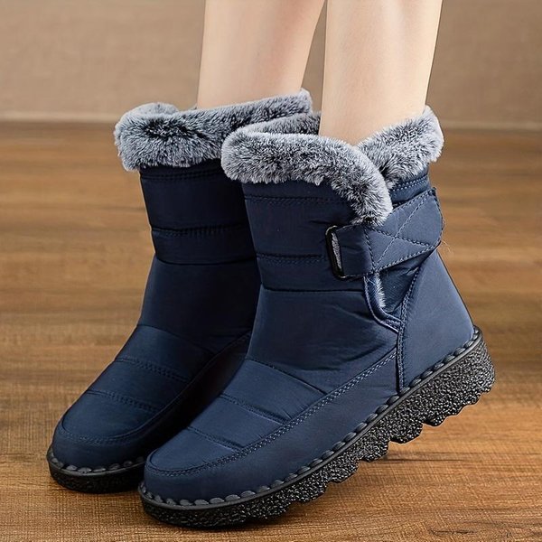 Wodoodporne Buty Zimowe Dla Kobiet Nowe Sztuczne Futro DłUgie Pluszowe Buty śNieżNe Damskie Buty Na Platformie Do Kostki CiepłE BawełNiane Buty Dla Par 43 Black-image