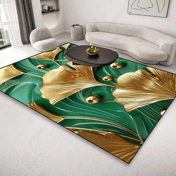 Nowoczesny Kwiatowy Dywan 3D AntypośLizgowy Zmywalny Dywanik Do Salonu Sypialni Dekoracja Domu Luksusowy Dywanik Pod Stolik Kawowy 100*160Cm Brown-image