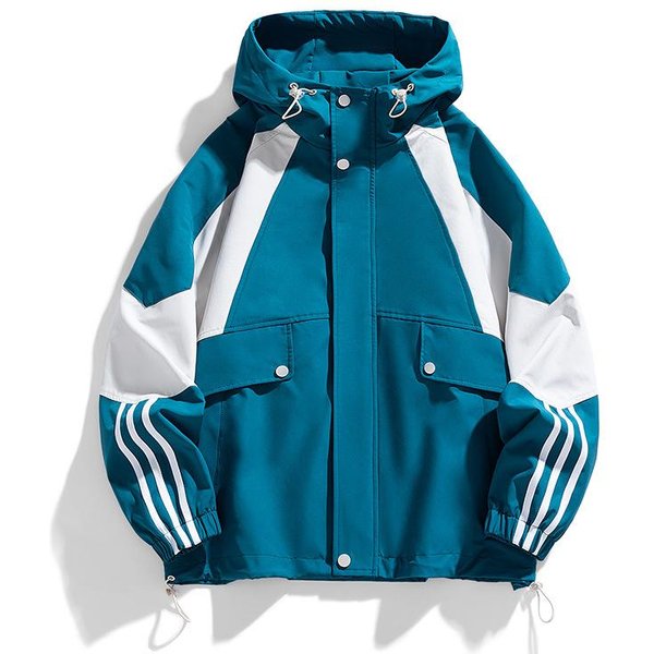 Abrigo De Primavera Para Hombre, Nueva Chaqueta De Trabajo De Marca De Moda Con Capucha, Chaqueta Holgada Informal A Juego Con Colores, Ropa De Abrigo 4XL Blue-image