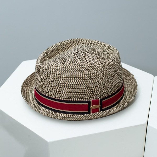Nowy Vintage Brytyjski Kapelusz Trilby SłOmkowy RęCznie Tkany OddychająCy Kapelusz PrzeciwsłOneczny Na Plażę KubańSka Czapka PodróżNa SłOmkowy Kapelusz Panama Gray-image