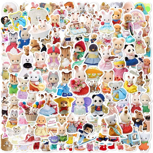 100 Szt. Urocze KreskóWkowe MałE Zwierzaki Calico Naklejki Naklejki DIY Scrapbooking Telefon Bagaż Deskorolka Wodoodporne Naklejki Multikolor-image