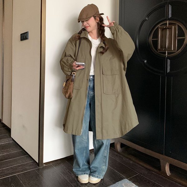 Gabardina Para Mujer, Primavera Y OtoñO, Nueva VersióN Coreana, Holgada, Talla Grande, Informal, Estilo Extranjero, Con Capucha M Gray-image
