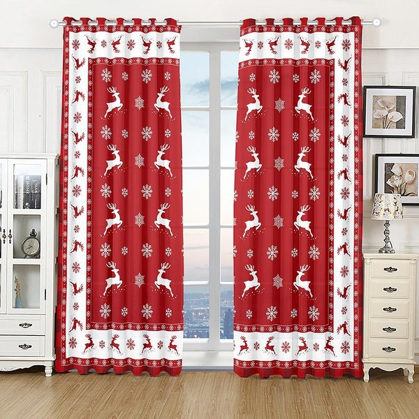Campana De Navidad Verde De Dibujos Animados Cortinas De Ventana Para NiñOs Sala De Estar Dormitorio BañO Armario Puerta De Cocina DecoracióN Del Hogar 2 Piezas W50 X H130(Cm)X2&Grommet Top-image