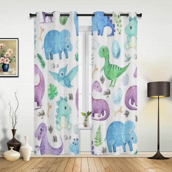 Cortinas De Ventana De Flores De Primavera Y Hojas Para Sala De Estar Dormitorio Lujo Moderno Cortinas De Cocina Telas Drapeados 135W X 60H(Cm) X1-image