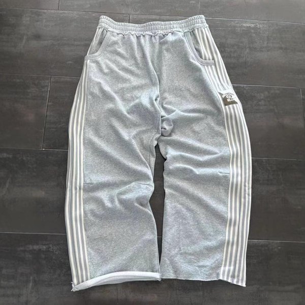 Pantalones Deportivos Nuevos Para Hombre Y Mujer Pantalones Holgados De Pierna Ancha Estampado De Rayas Laterales Pantalones De CháNdal Pantalones Rectos L Gray-image