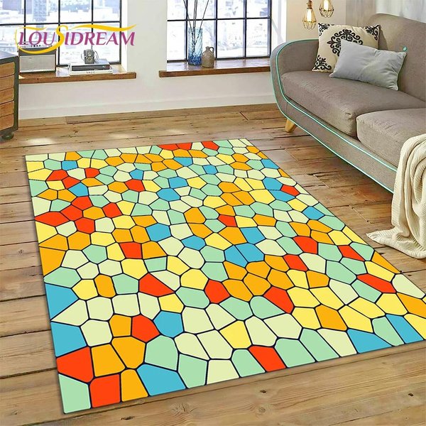 Alfombra De Dibujos Animados IlusióN De Color ArcoíRis Para Dormitorio Sala De Estar Hogar DecoracióN De Sofá, Juego Infantil Grande DecoracióN Alfombra De Suelo Regalo 40X60Cm( 15X23In )-image
