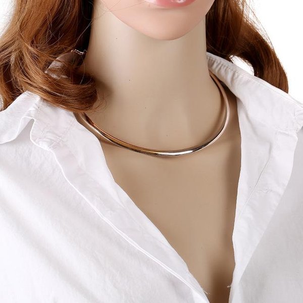 Wyprzedaż Masywny Naszyjnik ZłOty Kolor Punk Style Maxi Choker Naszyjnik BiżUteria OśWiadczenie Naszyjniki Dla Kobiet Collares 2015 Beige-image