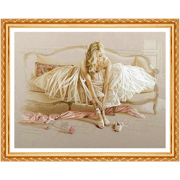 Imagen De Bailarina Con Bordado De Diamantes Completo, Diamantes De ImitacióN Diy, Pintura De Diamante 5D, Punto De Cruz 20X30CM-image