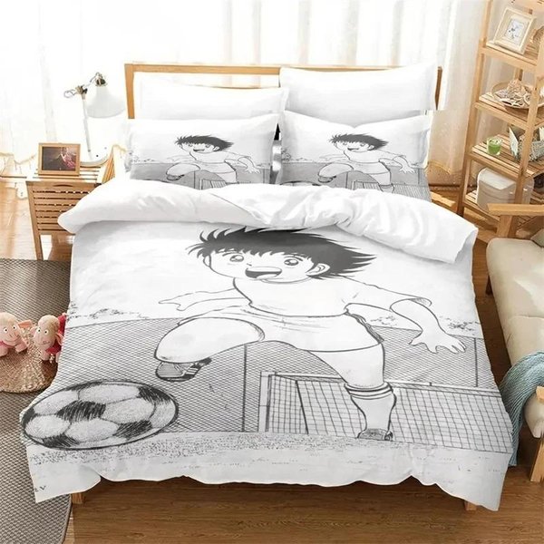 Kolekcja PośCieli Anime Kapitan Tsubasa Poszewka Na KołDrę KołDra Kolekcja PośCieli Poszewka Na KołDrę Poszewka Na Poduszkę Rozmiar KróLewski KróLowej BliźNiaczy ChłOpcy Dziewczynki DorośLi EU Single 135X200Cm-image