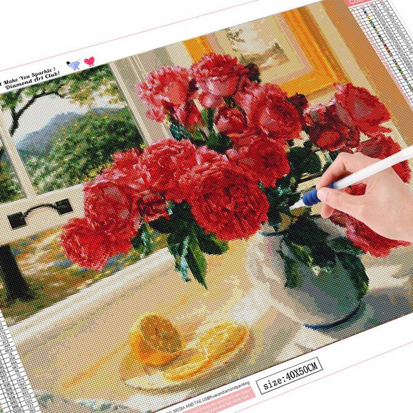 Pintura De Diamantes Flor Diamante Redondo Completo Venta Bordado De Diamantes 5D Imagen Diamante De ImitacióN 20X30-image