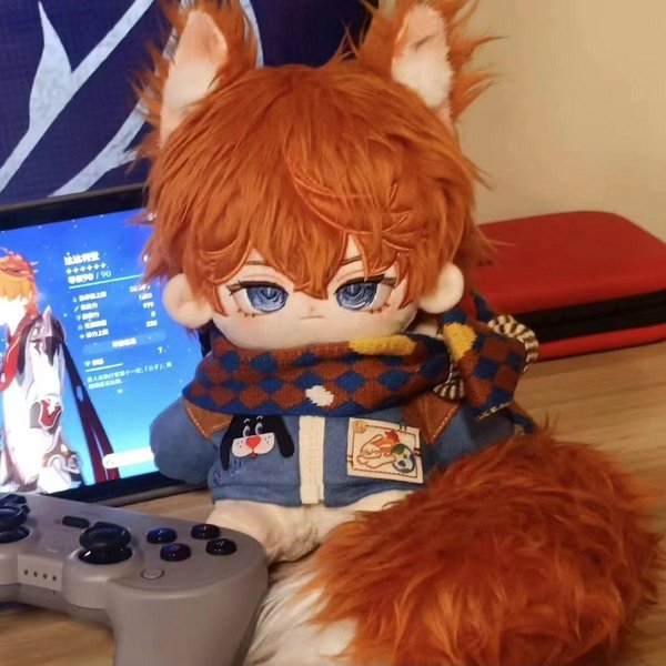 20 Cm Genshin Impact Tartaglia Childe Pluszowa Lalka Urocza Pluszowa Zabawka Figurka Z Gry Kawaii Pluszak Kolekcja Prezent Urodzinowy Dla FanóW No Skeleton Brown-image