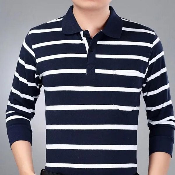 Moda Hombre Nuevo Negocios Camisas Polo Rayadas Coreano Primavera OtoñO Casual Manga Larga Solapa Bolsillos Ropa Masculina AlgodóN Tops 2025 3XL White-image