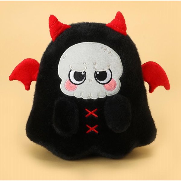 25 Cm Urocza Pluszowa Zabawka DiabełEk Na Halloween Z Czarną Pluszową Lalką DiabełKa MięKka Wypchana Zabawka ZwierząTko Dekoracje Na Imprezę Halloweenową Prezenty 25Cm Czarny-image