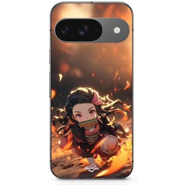 Coque - Maniacase - Google Pixel 9 - Demon Slayer Nezuko - Souple - Silicone - 3D Art Anime Negro-image