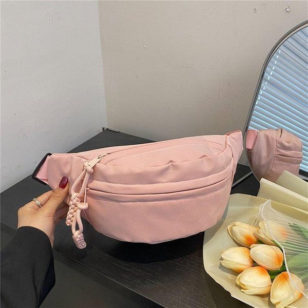 Bolso De Pecho Bolso Banana Para Mujer Bandolera Cruzada RiñOnera De Lona Para Correr RiñOneras Casuales Deportivas Bolso CinturóN Media Luna One Size Color Rosa-image