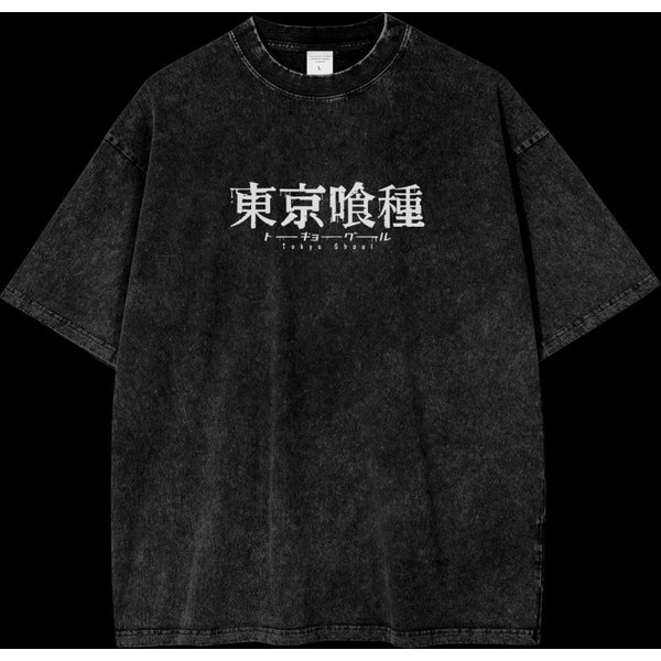 Letni MęSki T-shirt Harajuku Anime Tokyo Ghoul Kaneki Ken Stonoga Prany BawełNiany T-shirt Vintage Streetwear MęSkie Topy M Black-image