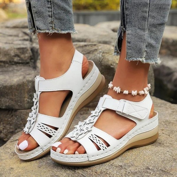 Zapatos De Mujer Venta Caliente Sandalias De Mujer Con Punta Abierta Moda Floral Sandalias Casuales Mujer Nuevo Talla Grande MáS Vendido Sandalias De CuñA 43 Brown-image