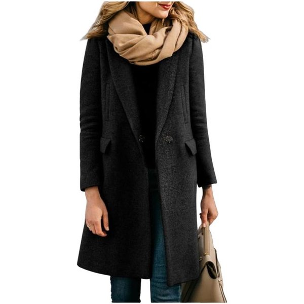 ZamóWienia Na Jesień I Zimę Surge DłUgi WełNiany PłAszcz Damski Ukryty Guzik Nizi Coat 3XL-image