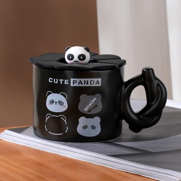 Taza CeráMica Panda Dibujo Animado Lindo Taza Personalizada Estudiante Pareja Hombre Y Mujer Taza De Agua Regalo Taza De Café Uso DoméStico 380ML-image