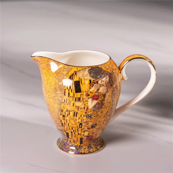 Gustav Klimt PocałUnek Zestaw Do Kawy Z Porcelany Kostnej Luksusowy Zestaw FiliżAnek Do Herbaty Ze Spodkami Ceramiczny Czajniczek Mlecznik Cukiernica Dzbanek Na Mleko Naczynia Do Kawy-image